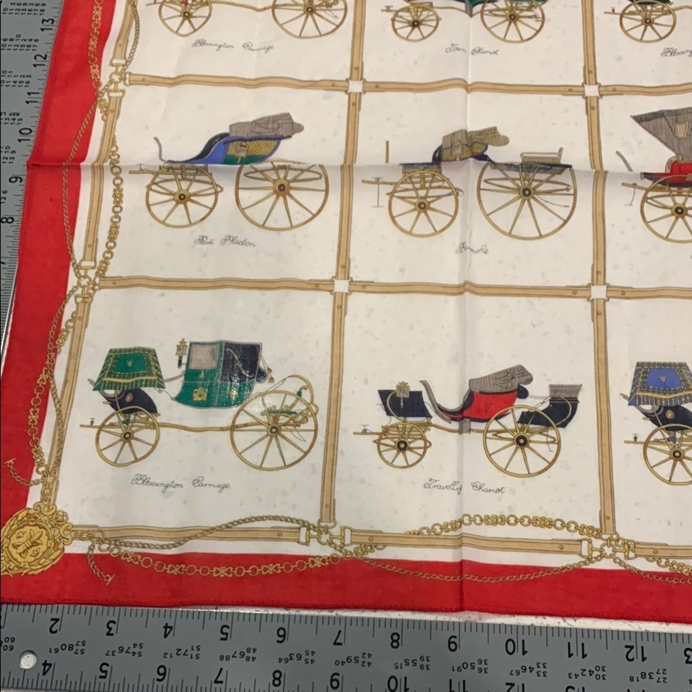Vintage Celine Carriage Print Scarf 18x18